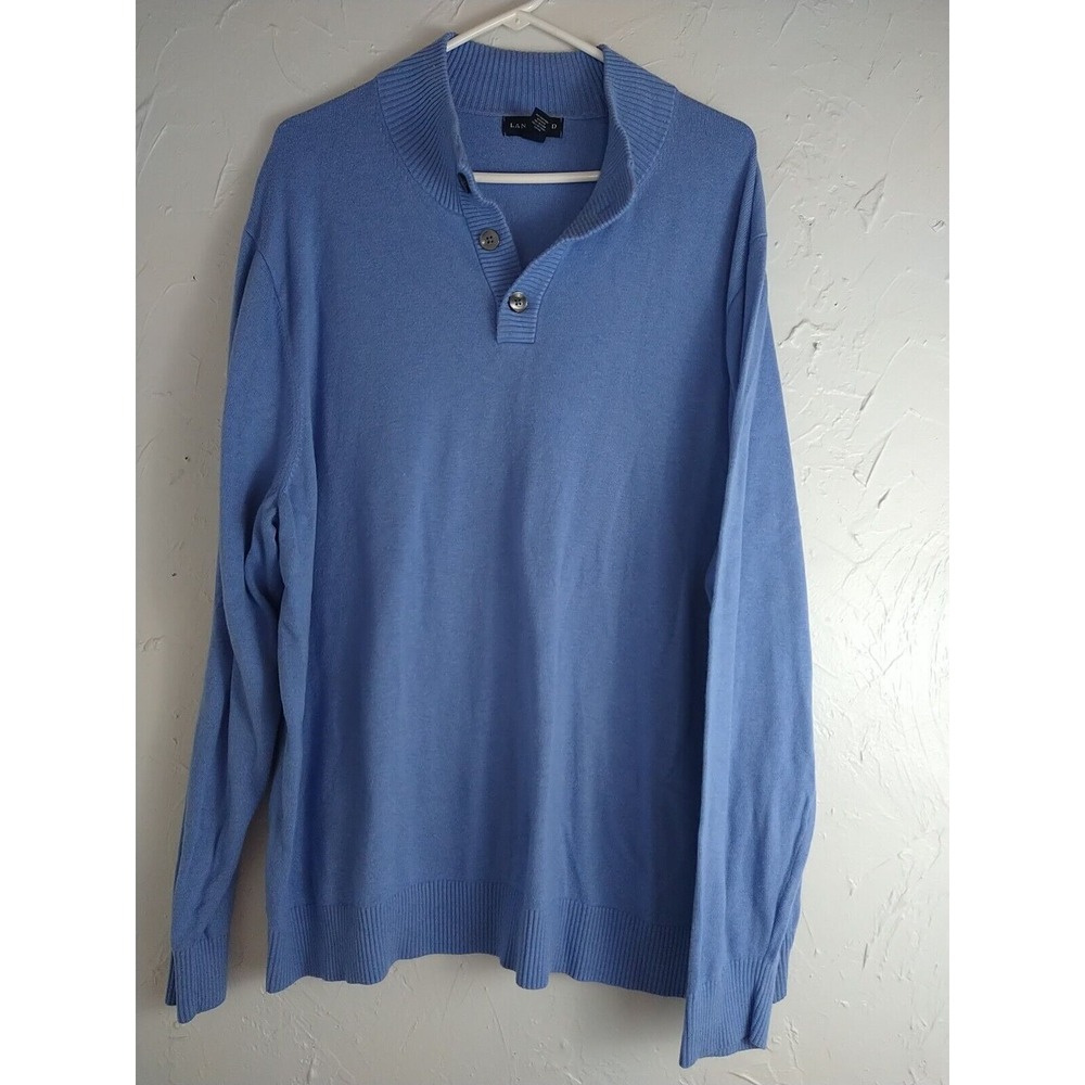 Lands' End Pullover Sweater Men XXL Blue Classic Warm Golf Outdoor Stretch Warm